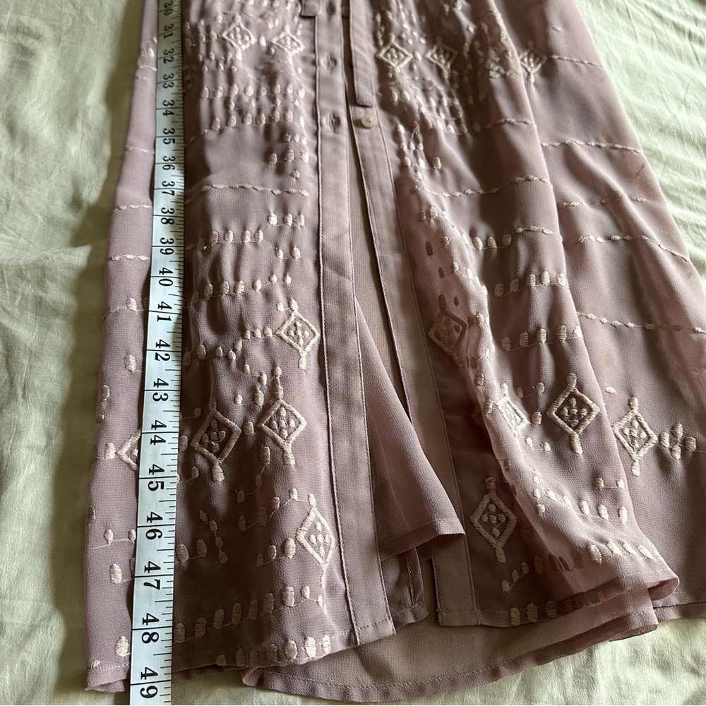 Soft Surroundings Embroidered Belted Duster Dress in Lavender XS - Picture 11 of 15